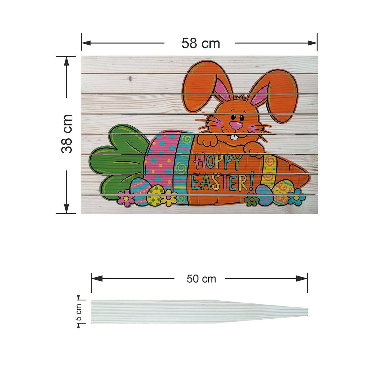 Semn de curte, The Easter Carrot Bunny, 58x38 cm, Multicolor - imagine 4