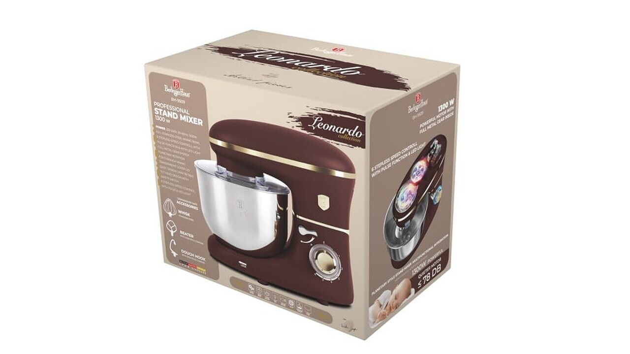 Robot de bucatarie Berlinger Haus, Leonardo, 1300W, inox/plastic, visiniu mat/argintiu - imagine 5