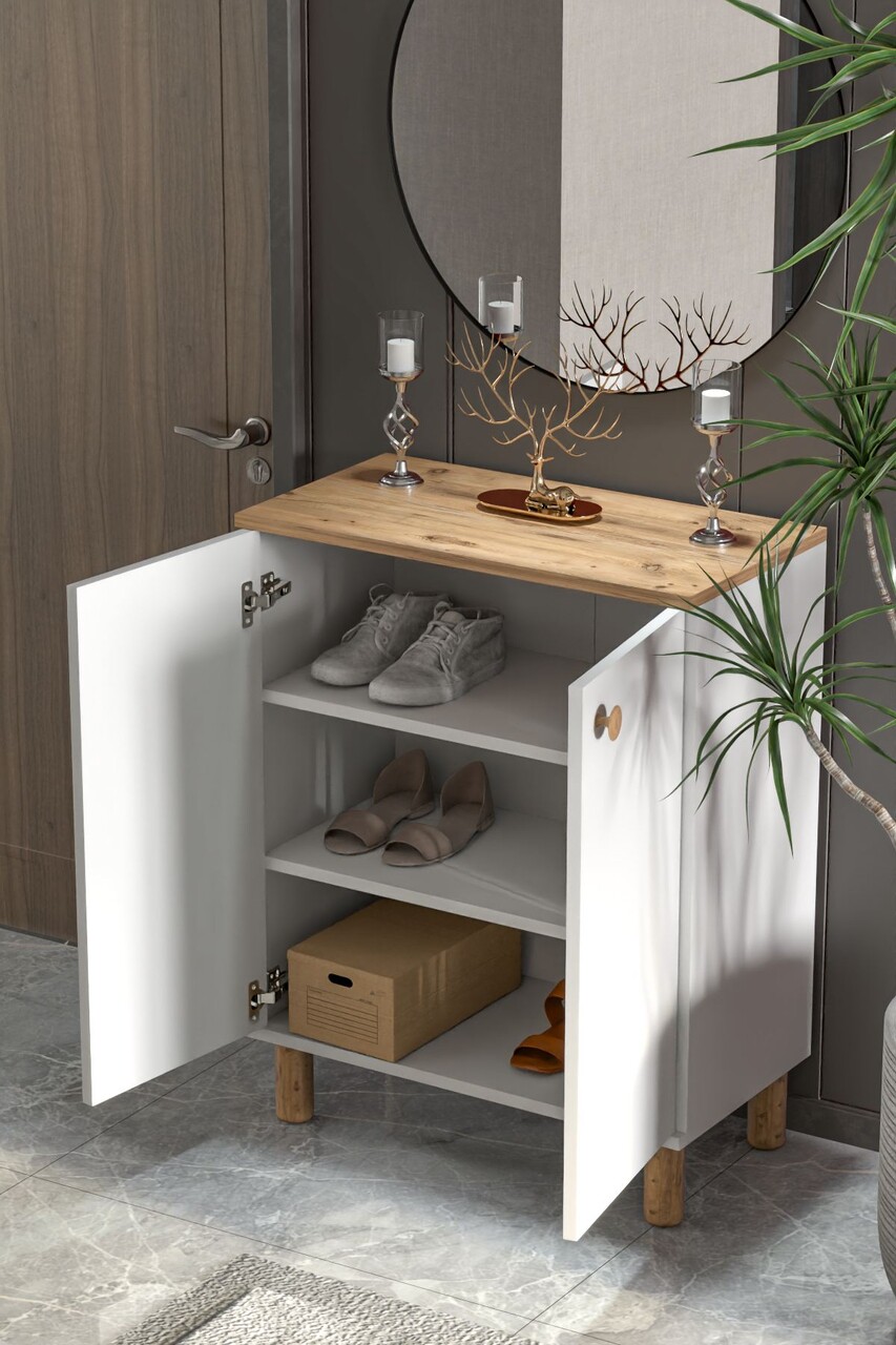 Dulap multifunctional, Hanah Home, Toriva A, 70x91x35 cm, PAL, Pin Atlantic / Alb - view 3
