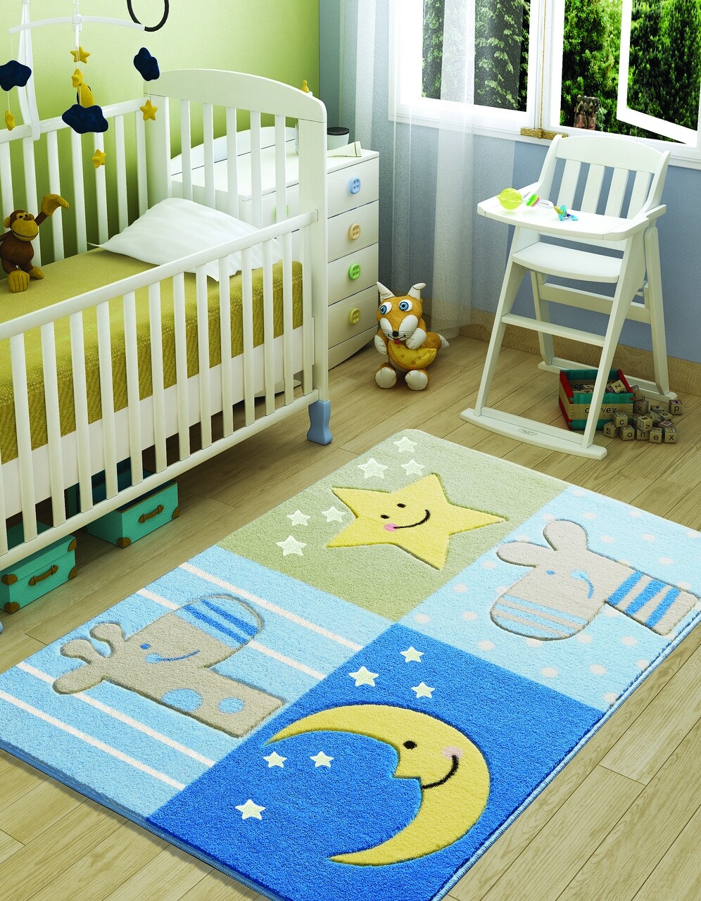 Covor Sleepy - Blue Confetti 100x150 cm poliamida multicolor