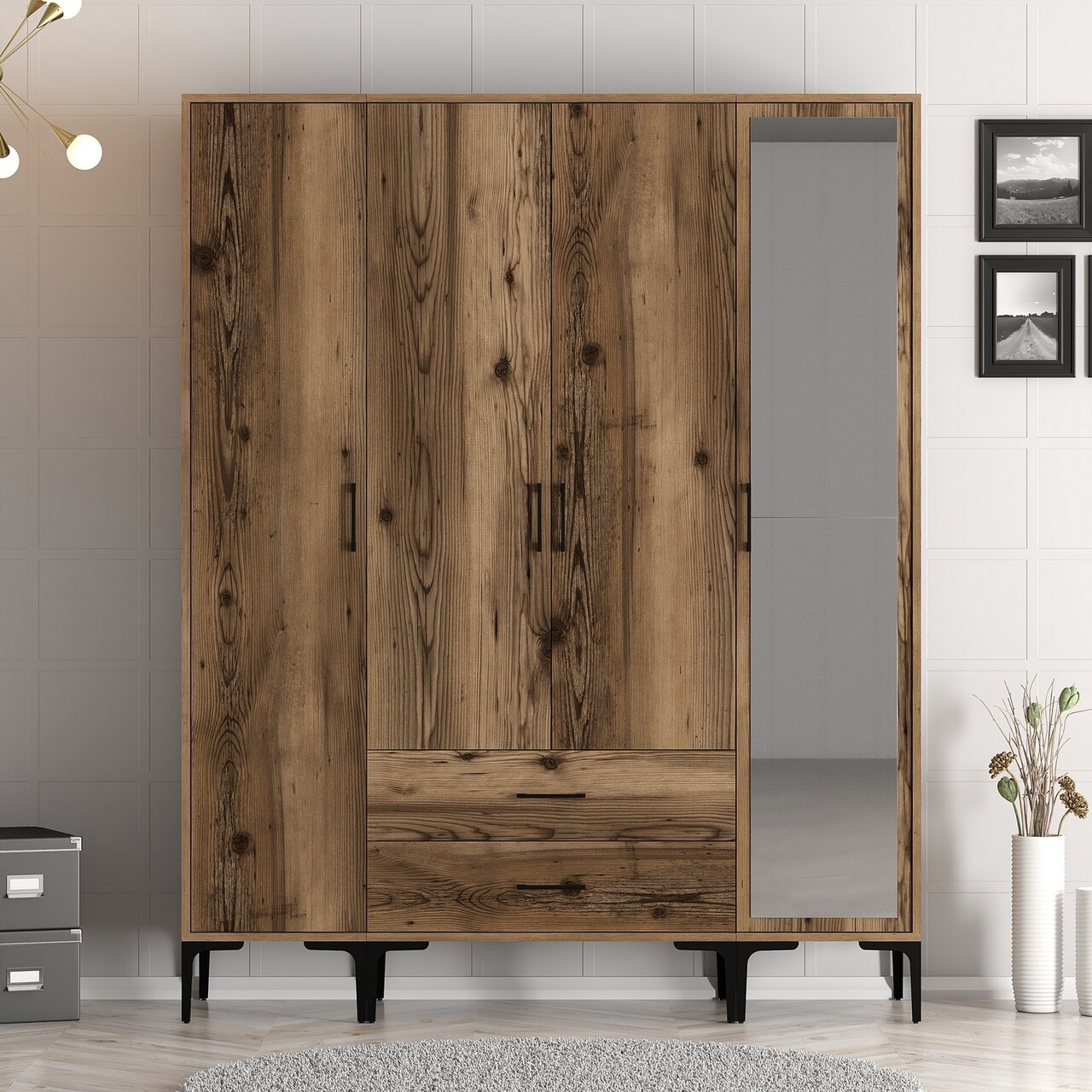 Dulap pentru haine, Hommy Craft, Kumsal STR, 160x47.5x201.4 cm, PAL, Maro