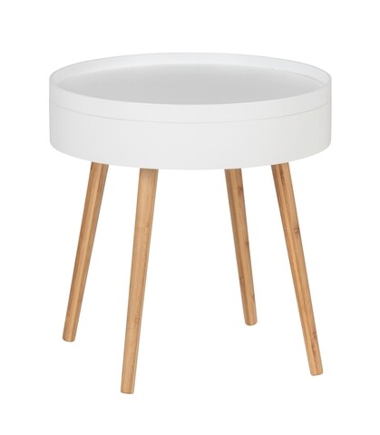 Masuta de cafea, Wenko, Finja, 49.5 x 49.5 x 51.5 cm, bambus/mdf, alb/natur 49.5