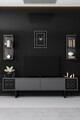 Comoda TV, Bexley, Black Line, 180x30x48 cm, PAL, Antracit / Negru