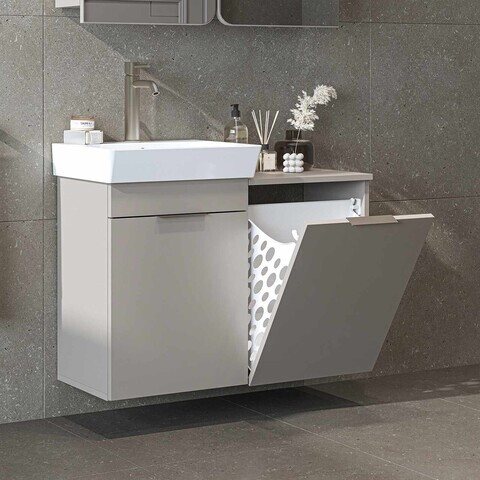 Dulap de baie cu chiuvetă, Hanah Home, Dubai Sepetli, 92.2x69.5x38.6 cm, PAL, Gresie