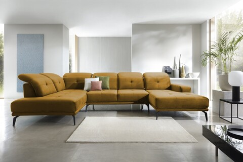 Coltar stanga 6 locuri ELTAP, LT-45LO, Bretan, 350x205x107 cm, lemn/poliester, mustar