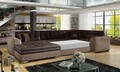 Coltar extensibil stanga 5 locuri ELTAP, Damario, 338x189x78 cm, lemn/poliester, maro inchis/maro deschis