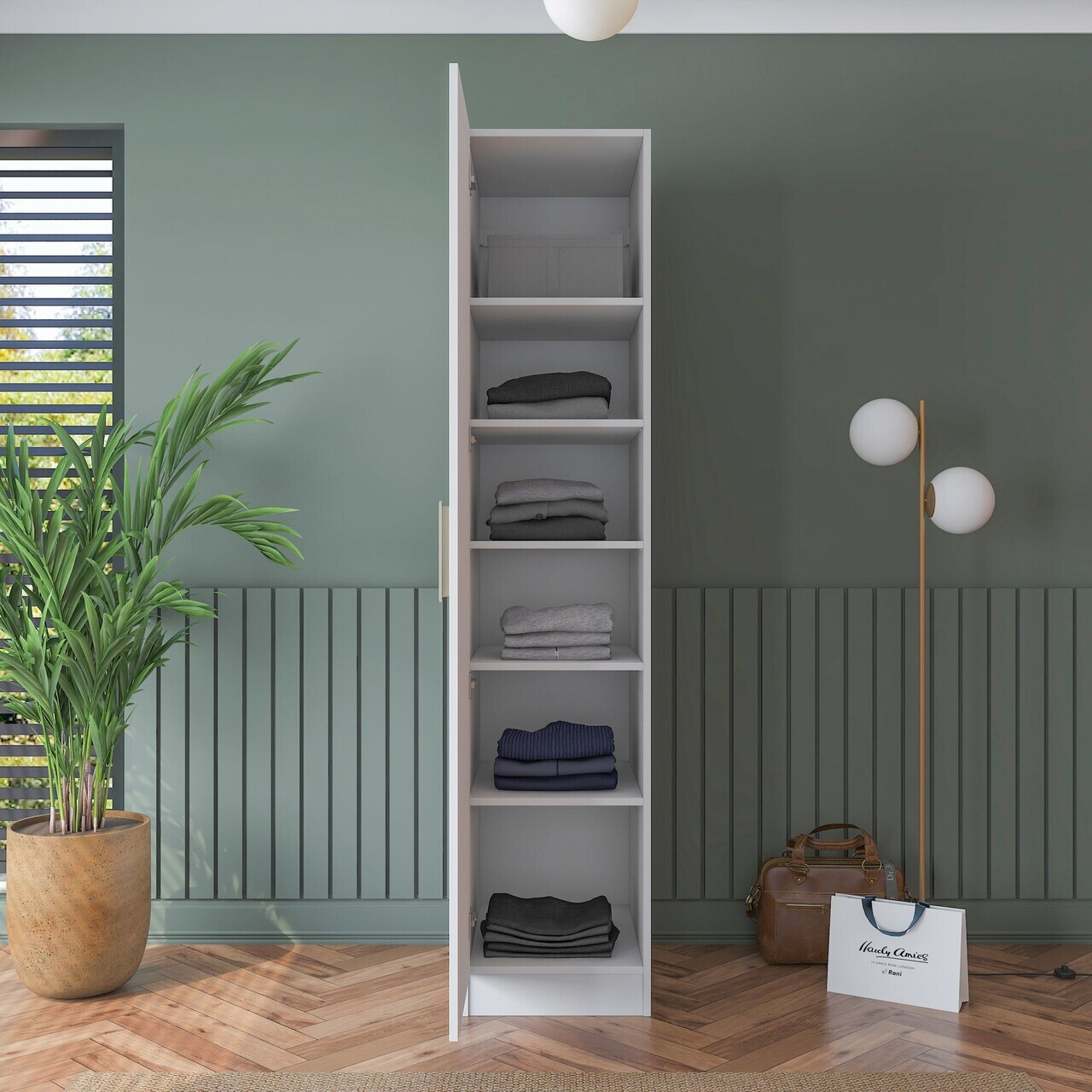 Dulap pentru haine, Hanah Home, BA190, 45x210x57.5 cm, PAL melaminat, Alb - view 5