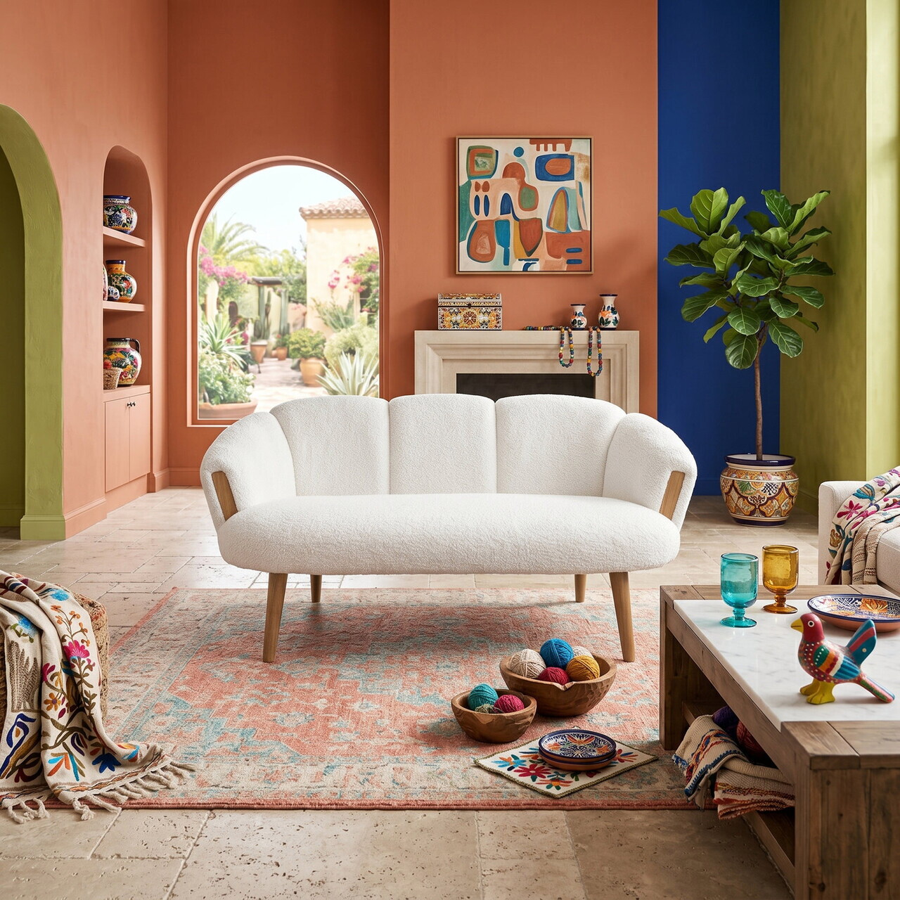 Canapea 2 locuri, Atelier del Sofa, 666HAC5111, PAL, Alb — imaginea 3