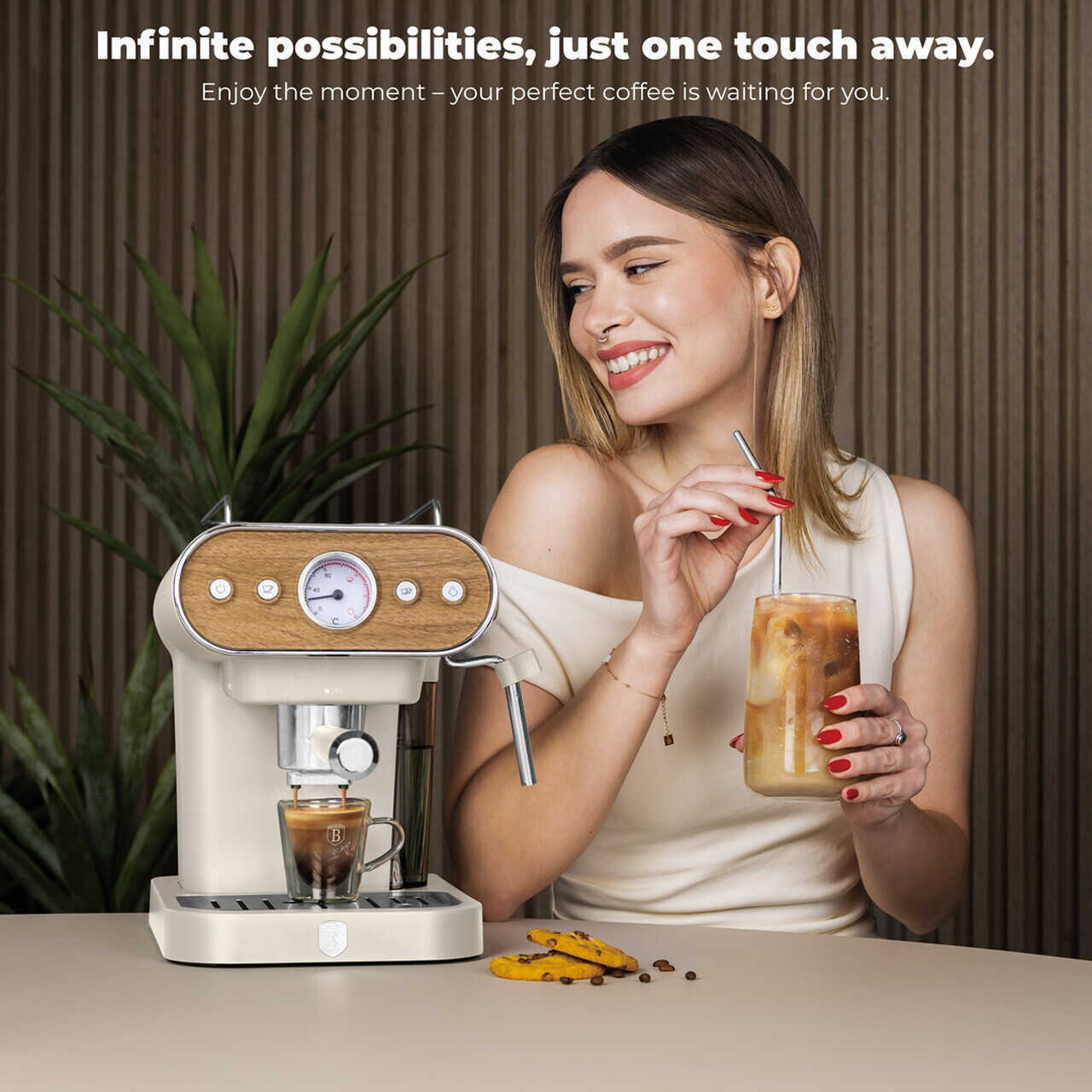 Espressor 3 in 1 Berlinger Haus, Sahara Nordic, 950W, 23x26.5x30.5 cm, inox, crem mat/natur - view 10