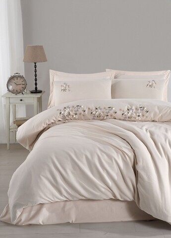 Lenjerie de pat dubla, Zenda - Beige, Şaheser, Bumbac
