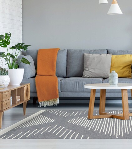 Covor, Ar 15 Grey , 120x180 cm, Bumbac reciclat, Gri