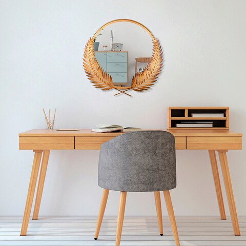 Oglinda decorativa, palm mirror l, metal, dimensiune: 59 x 57 cm, bronz