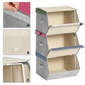 Set 3 cutii depozitare Vasagle, capac magnetic, 38x25x35 cm, material netesut/metal, multicolor