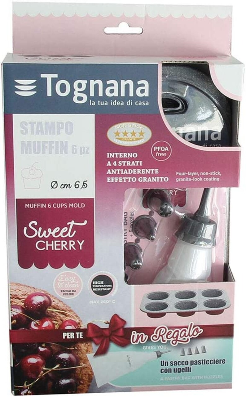 Set tava pentru briose si punga cu 4 duze de rezerva, Sweet Cherry, Tognana, otel carbon/silicon/plastic - 1 | YEO
