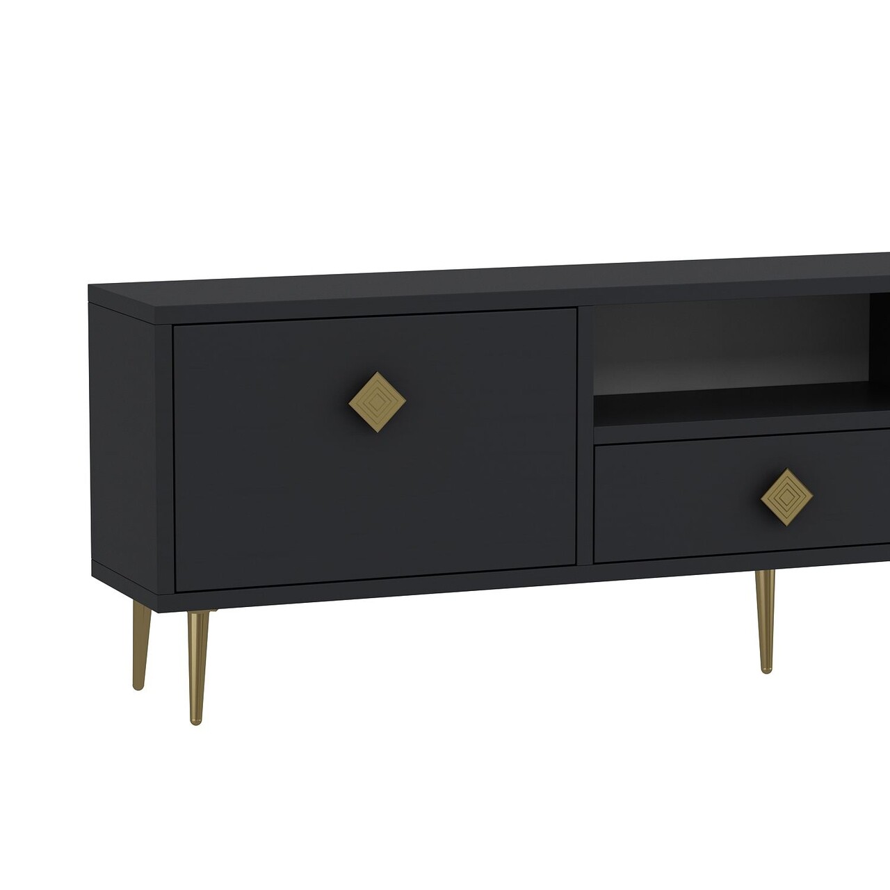 Comoda TV, Hanah Home, 1308-DROP-1, 140x45x30 cm, PAL , Antracit / Aur - view 5