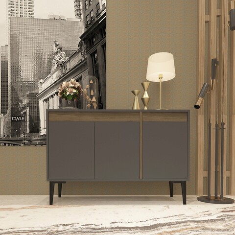 Consola, Olivia, Asude, 120x75x40 cm, PAL, Antracit / Nuc mezoni.ro