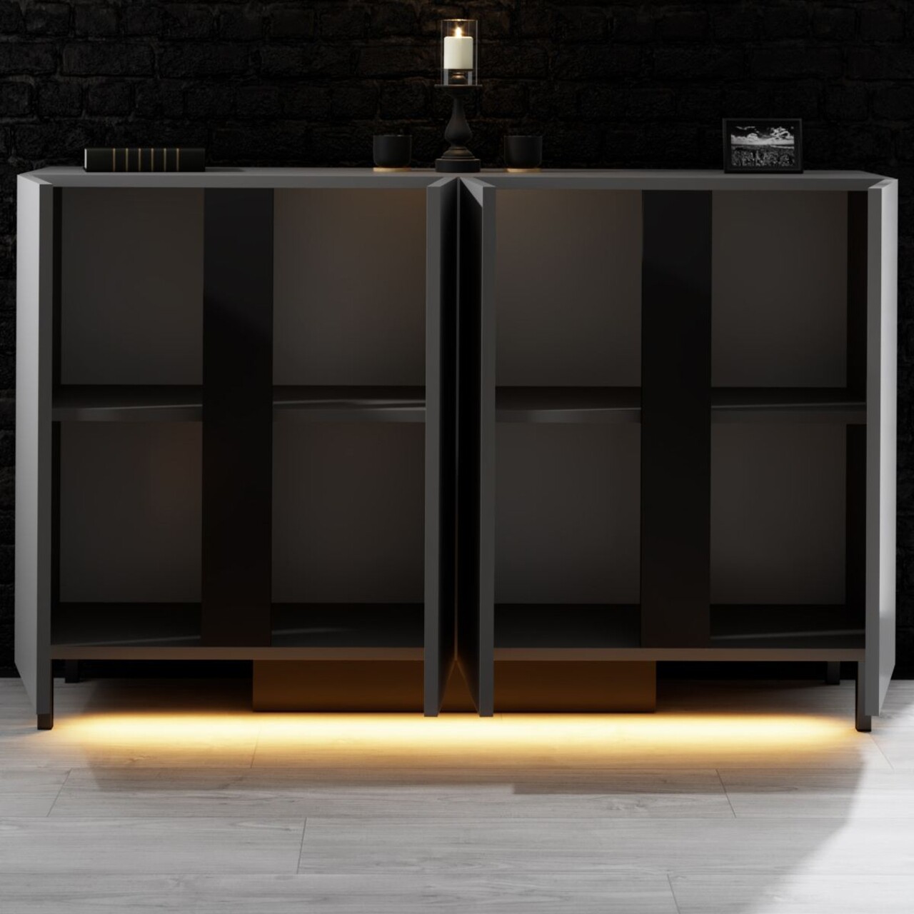 Consola, Hanah Home, Paris, 127x80x32 cm, Antracit - imagine 3