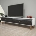 Comoda TV Alberi, Puqa Design, 160x25x35 cm, alb/antracit