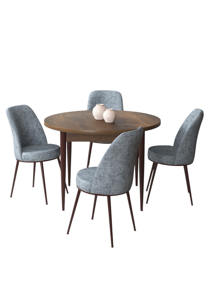 Set masă și scaune (5 bucăți), Hanah Home, Tor, Baroc / Gri - view 2