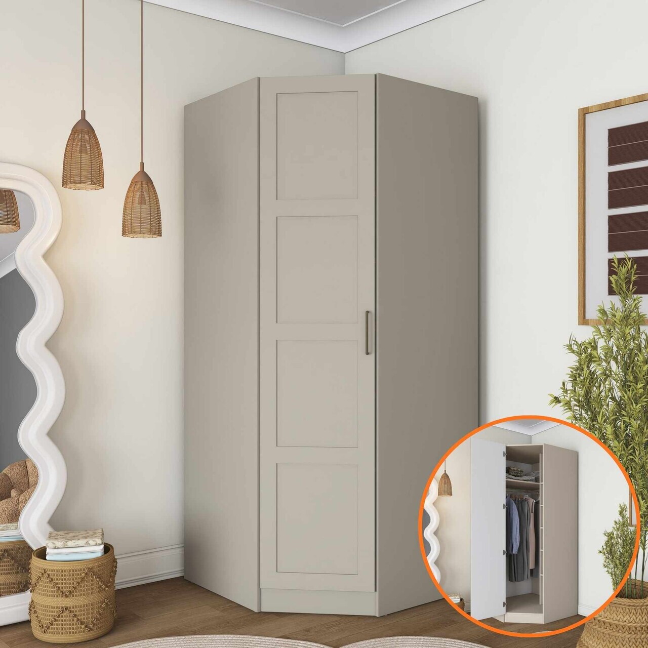 Dulap pentru haine, Hanah Home, BA279, 91x210x57.5 cm, Gresie