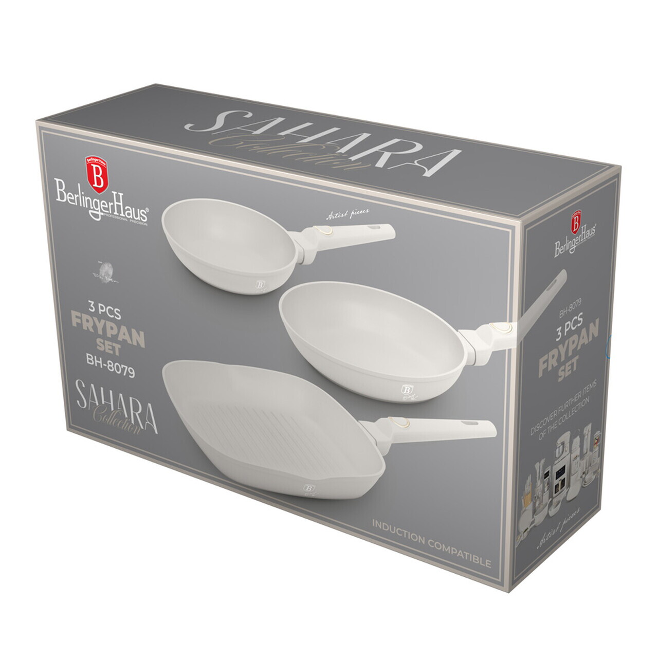 Set 3 tigai Berlinger Haus, Sahara, 20/24/28 cm, aluminiu forjat, crem mat - imagine 12