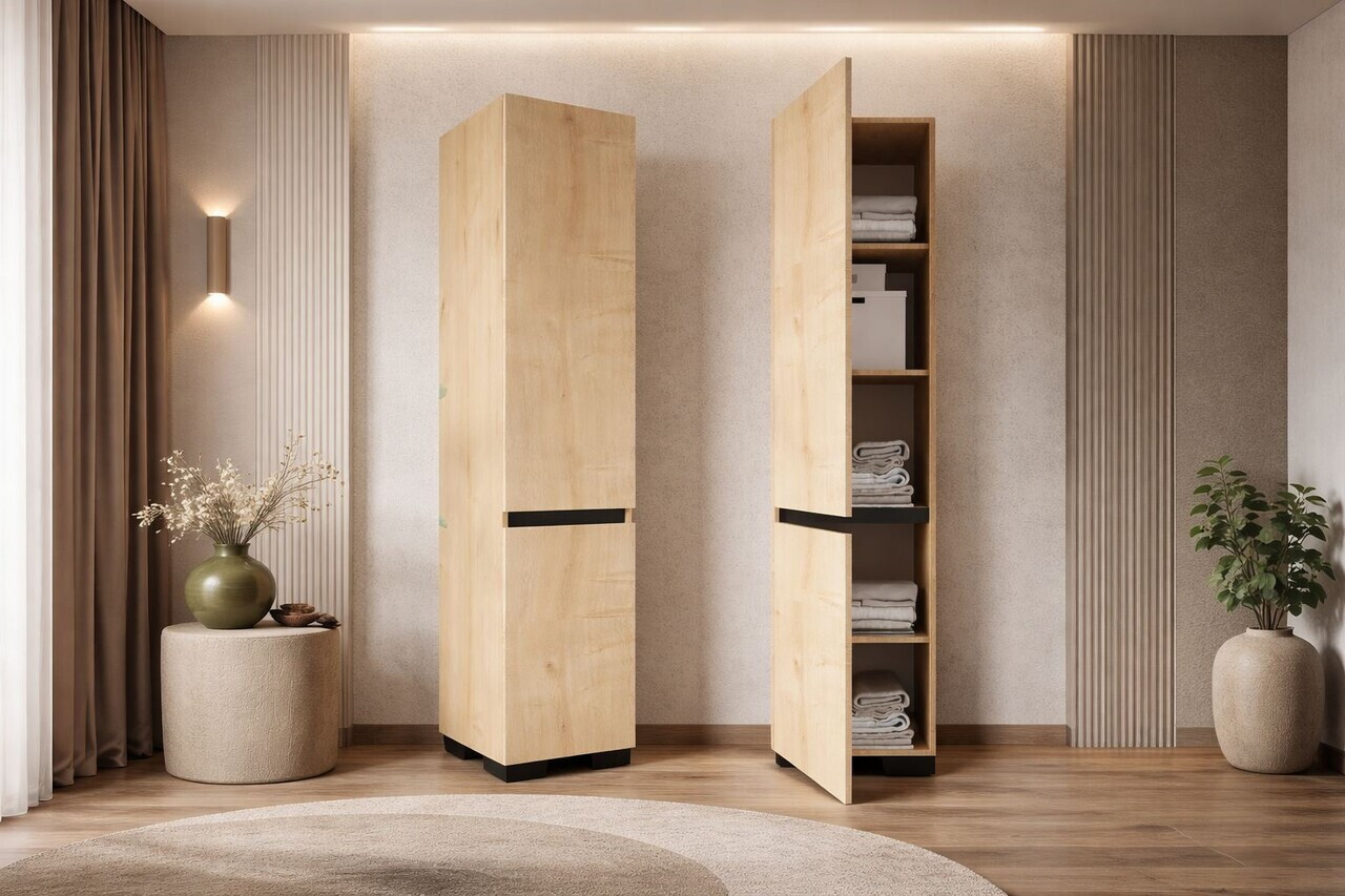 Dulap multifunctional, Hanah Home, Floransa 45, 45x210x45 cm, PAL MELAMINAT, Stejar safir / Antracit — imaginea 4