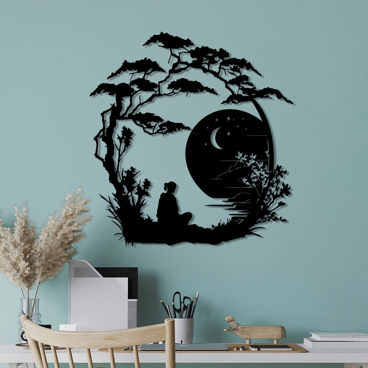 Decoratiune de perete, The Seclusion, Dimensiune: 63 x 60 cm, Negru - view 2