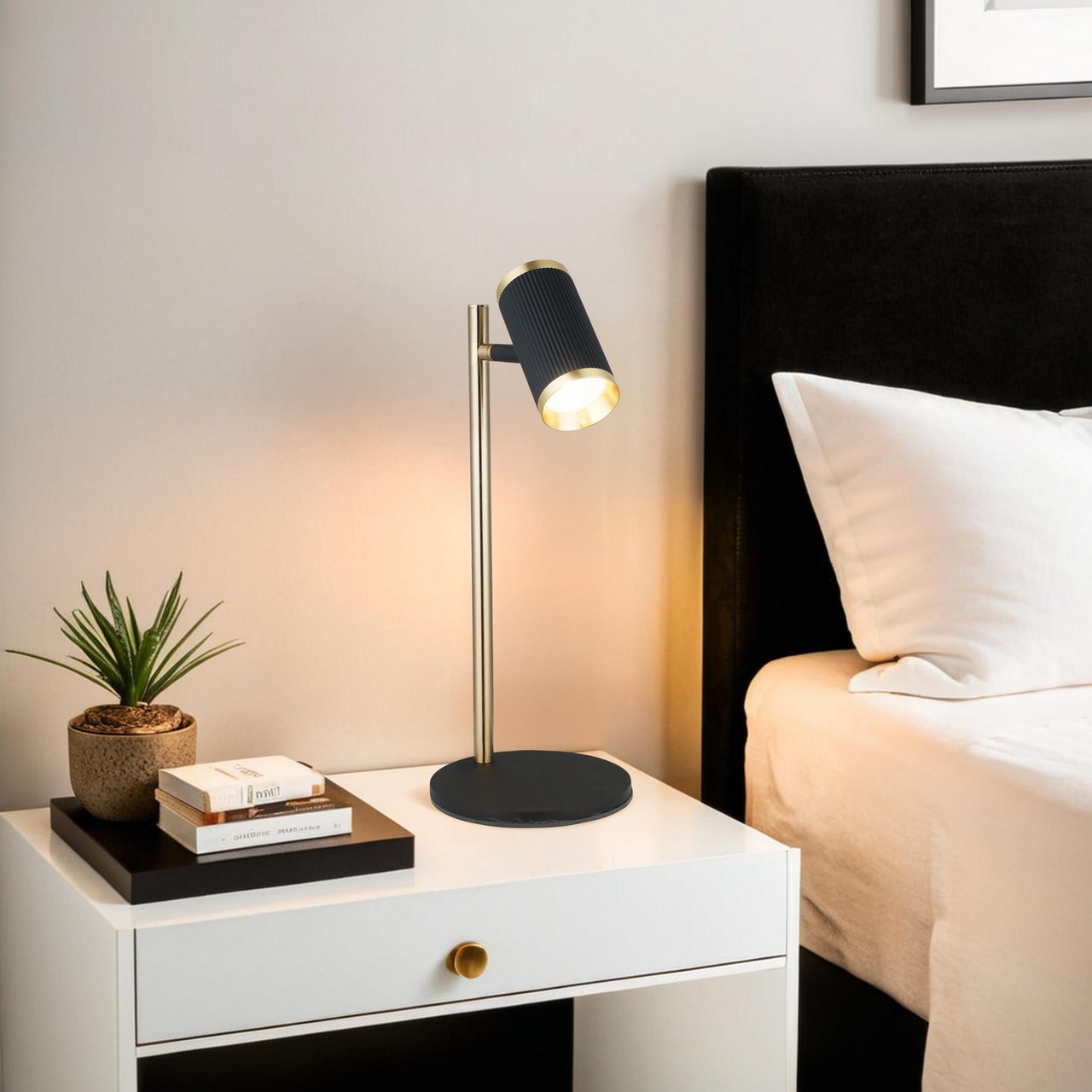 Lampa de masa, Opviq, 341LCA1401, Negru / Lac antic