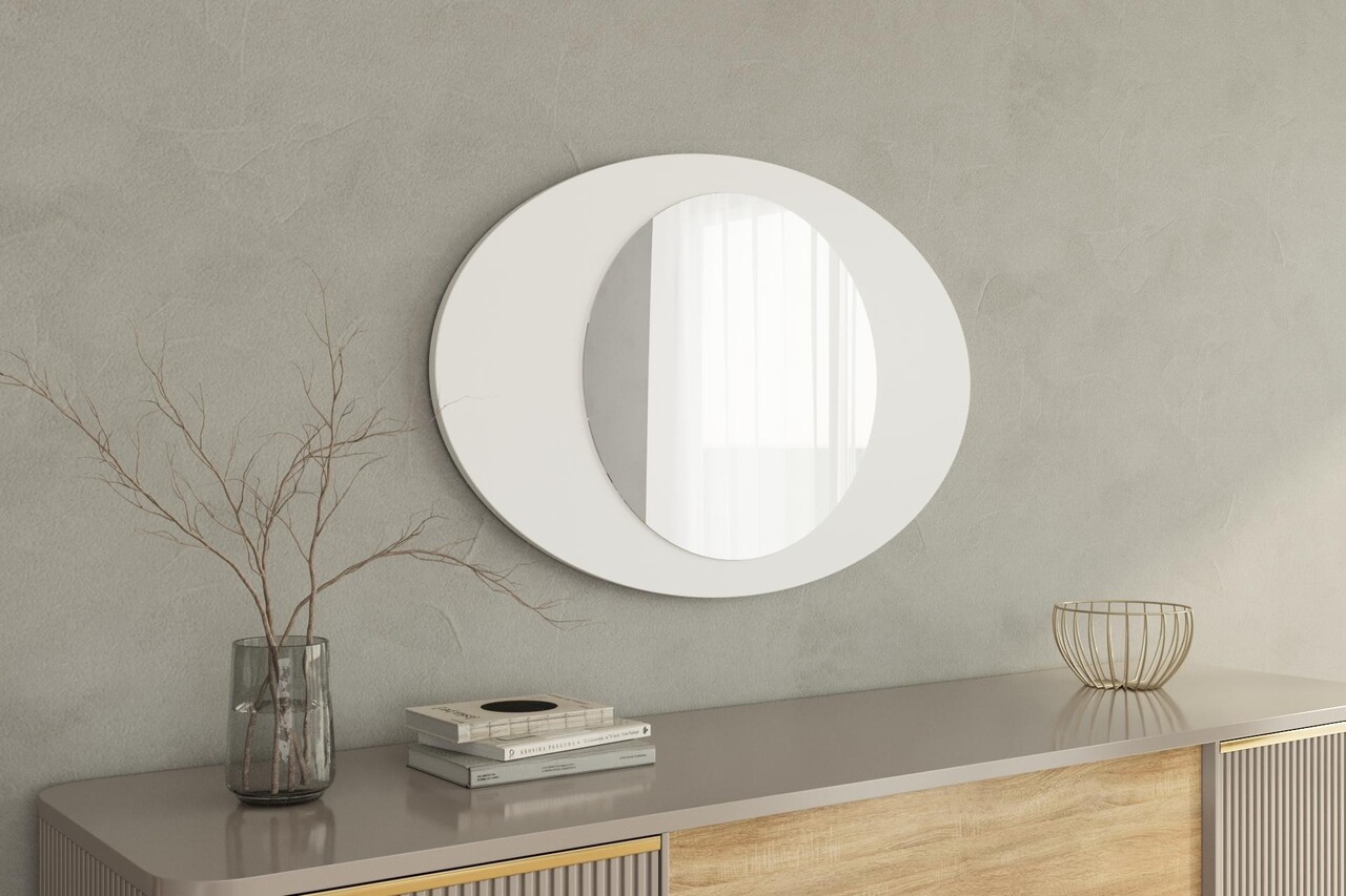 Oglinda decorativa, Siam, Obble, 60x90x2.2 cm, Alb - 1 | YEO