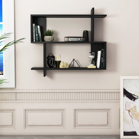 Raft de perete, decorotika, mina, 90x22x36 cm, negru