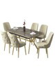 Set masa extensibila si scaune (7 piese), Hanah Home, Nis, Antracit / Auriu / Crem