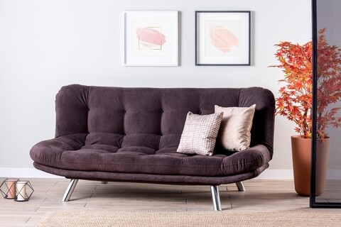 Canapea extensibila Misa Sofabed, Futon, 3 locuri, 198x128 cm, metal, maro - 1 | YEO