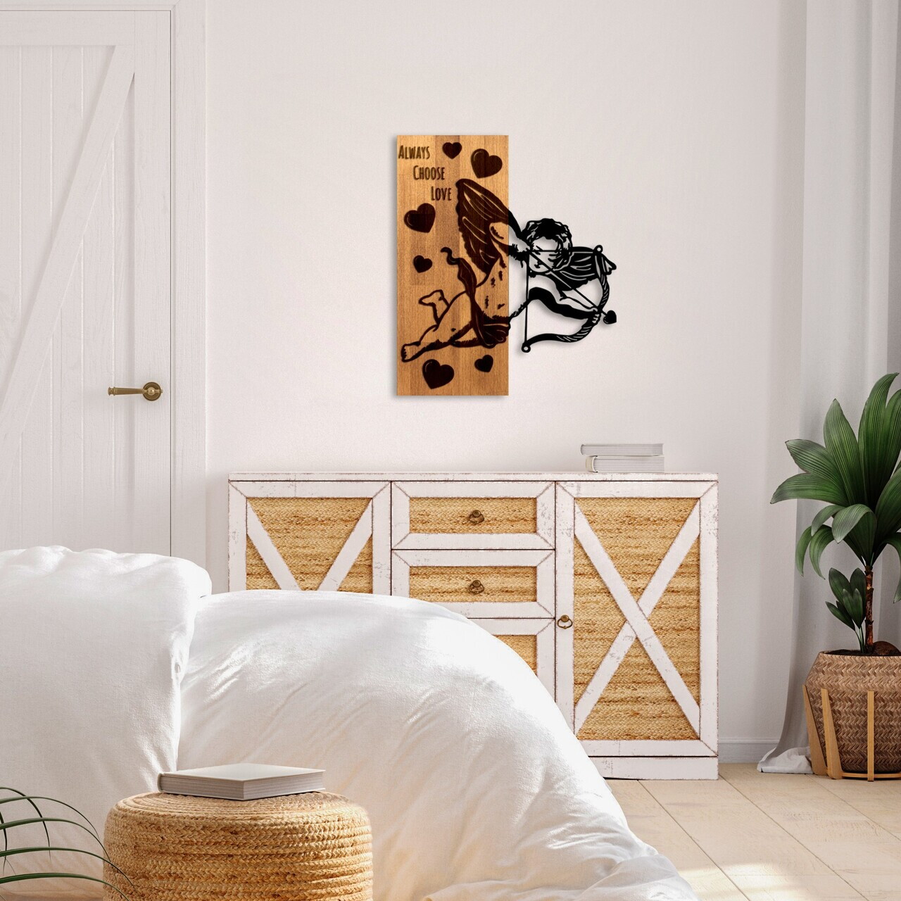 Decoratiune de perete, Eros 01, Lățime: 49 cm, Nuc / Negru — imaginea 4