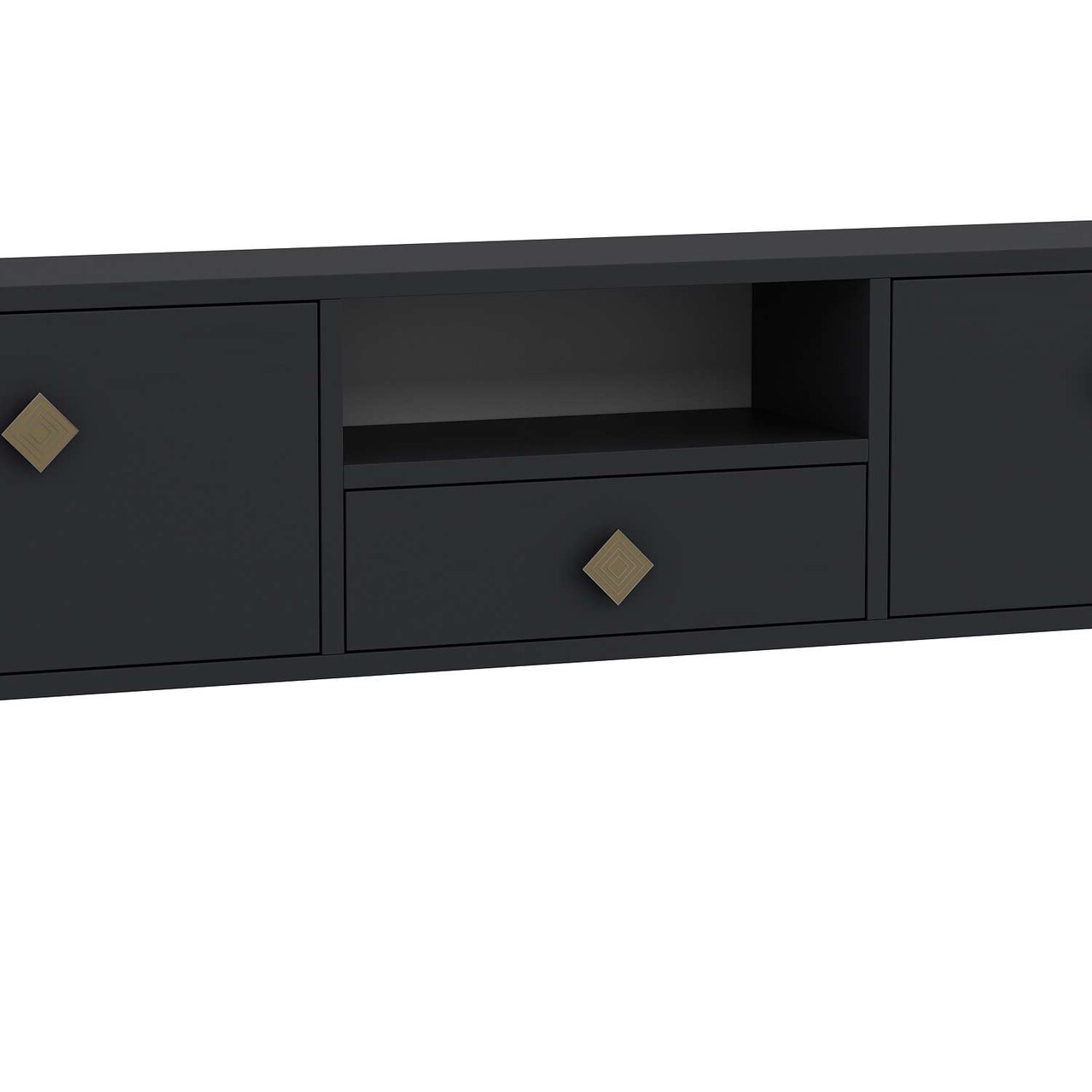 Comoda TV, Hanah Home, 1305-DROP-1, 140x30x30 cm, PAL , Antracit / Aur - view 6