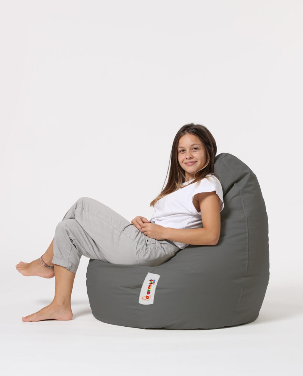 Fotoliu Puf, Bean Bag, Ferndale Drop L, 80 X 80 Cm, Poliester Impermeabil, Gri Fumuriu