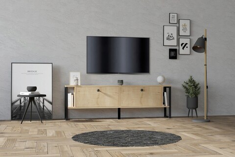 Comoda TV, Puqa Design, Ahu, 160x50.4x24.5cm, PAL, Safir