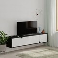 Comoda TV, Decortie, Spark, 180 x 35 x 35.6 cm, pal melaminat, alb/negru