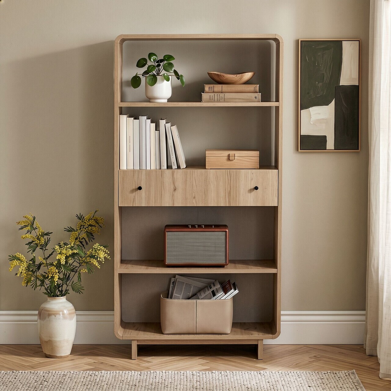 Corp biblioteca Hanah Home Senza 78x153x34 cm PAL Stejar