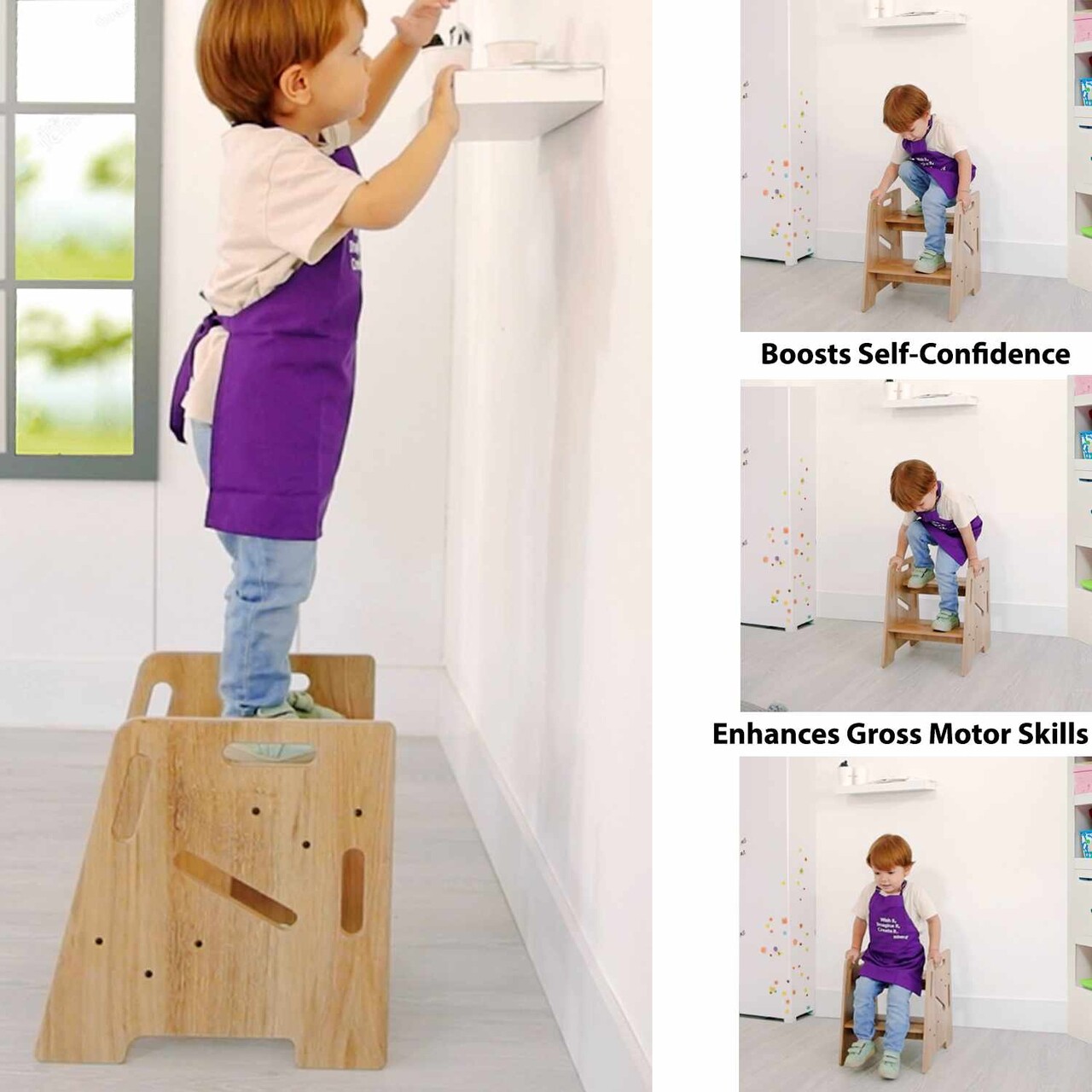Scaun pentru copii, Hanah Home, Step Stool, 34x39x39 cm, Natural - view 4