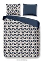 Lenjerie de pat pentru doua persoane, Good Morning Lounge, 100% bumbac, 3 piese, bleumarin/bej