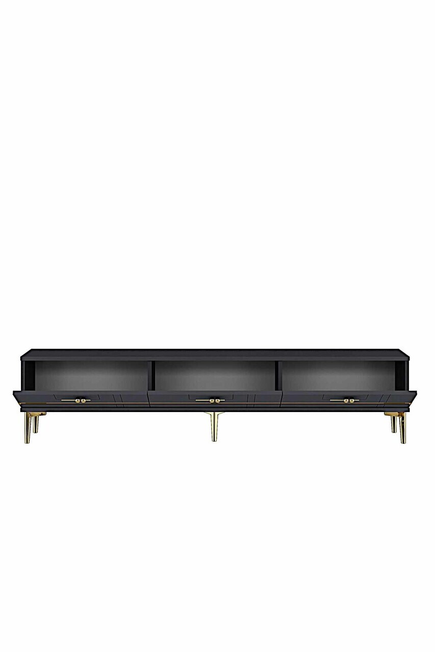 Comoda TV, Hanah Home, Ilay, 180x41x30 cm, Antracit / Aur — imaginea 6