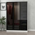 Dulap pentru haine, Minerva, Kale White Black, 135x210x52 cm, PAL, Alb/Negru