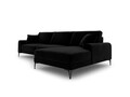 Coltar dreapta, Madara, Mazzini Sofas, 5 locuri, black legs, 254x182x90 cm, catifea, negru