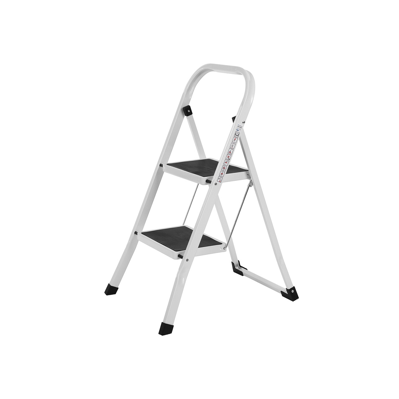 Scara cu 2 trepte, Songmics, plibila, 46.5x63.5x80 cm, max 150 kg, otel, alb - view 7