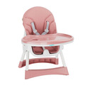Scaun de masa pentru bebelusi 2 in 1, U-Grow, 44x27x50.5 cm, piele ecologica/textil, alb/roz