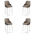 Set scaune  de bar 4 piese, Charlotte, Enox, Metal, Cappuccino / Alb