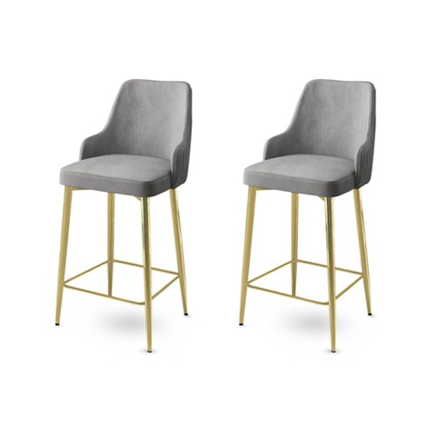 Set scaun de bar (2 bucăți), Charlotte, Enox, Metal, Gri / Auriu