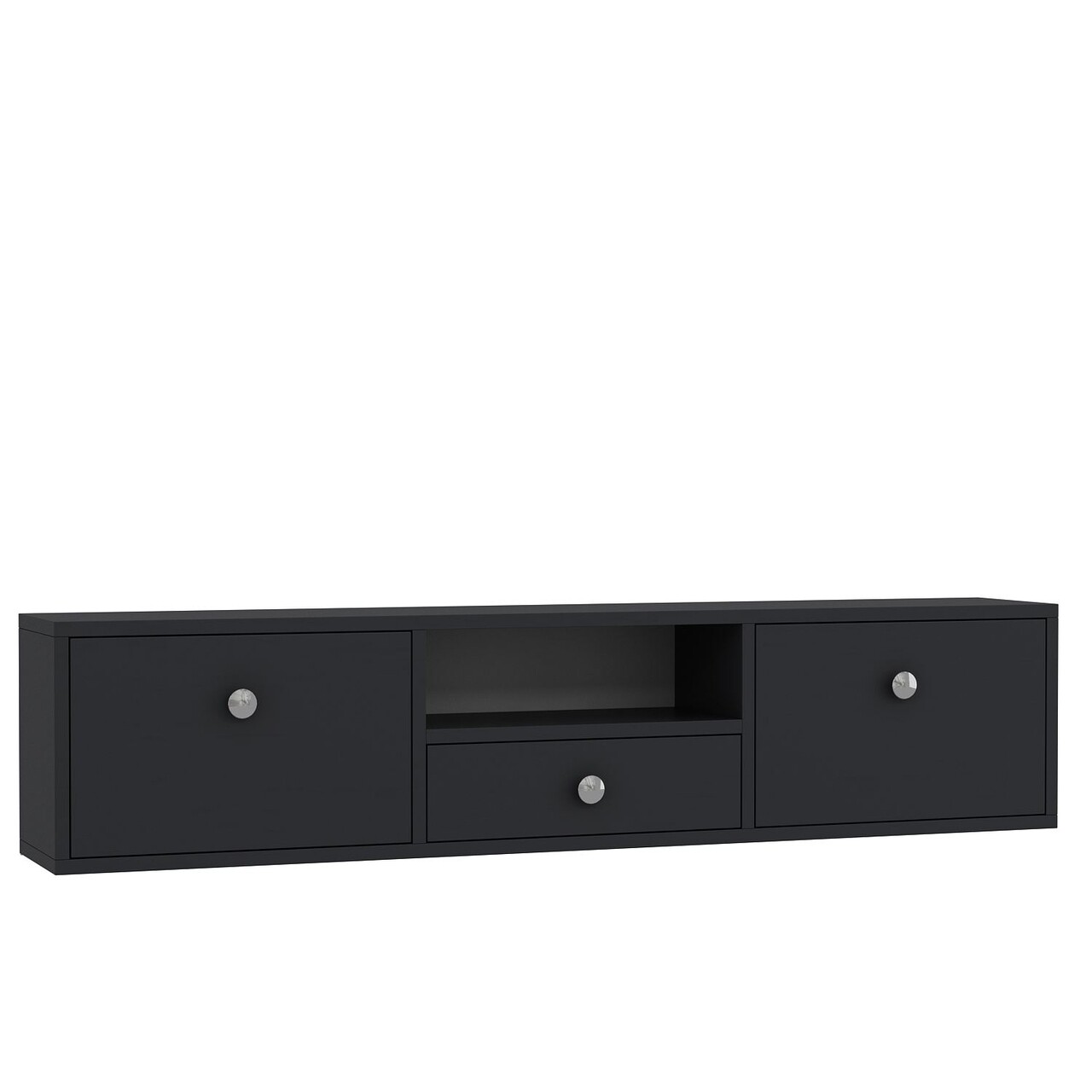 Comoda TV, Hanah Home, 1301-DROP-1, 140x30x30 cm, PAL , Antracit / Argintiu - view 4