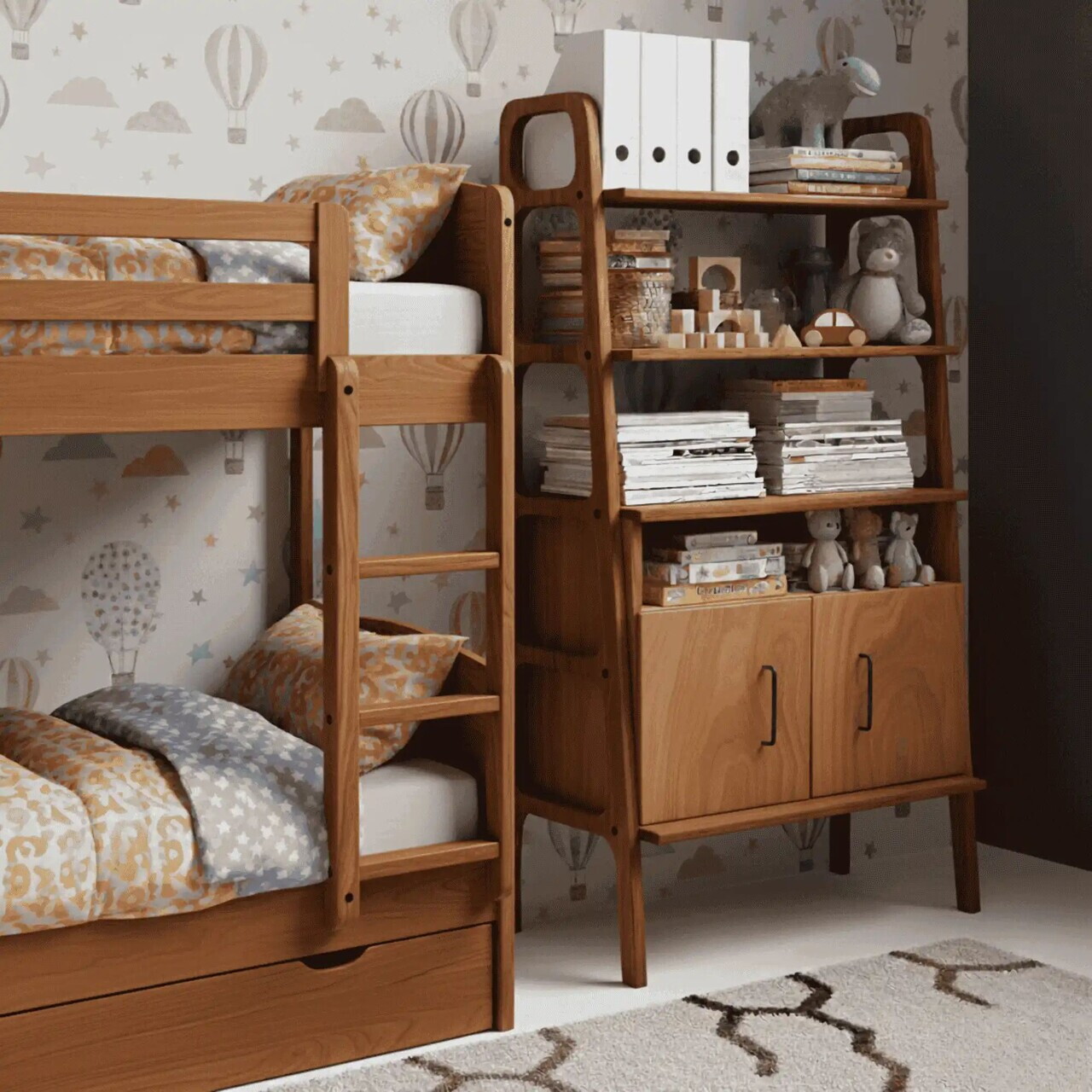 Corp biblioteca, Hanah Home, CPT4676-50, 75x140x40 cm, PLACAJ CARPEN, Maro — imaginea 4