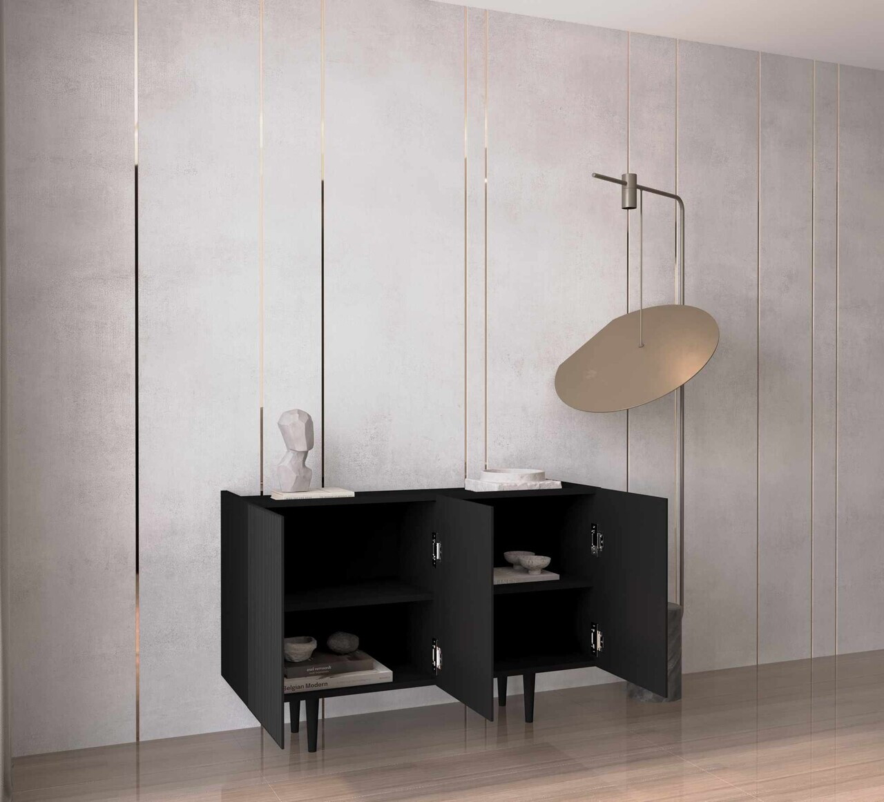 Consola, Hanah Home, Capella 120, 120x60x40 cm, MDF, Negru - view 3